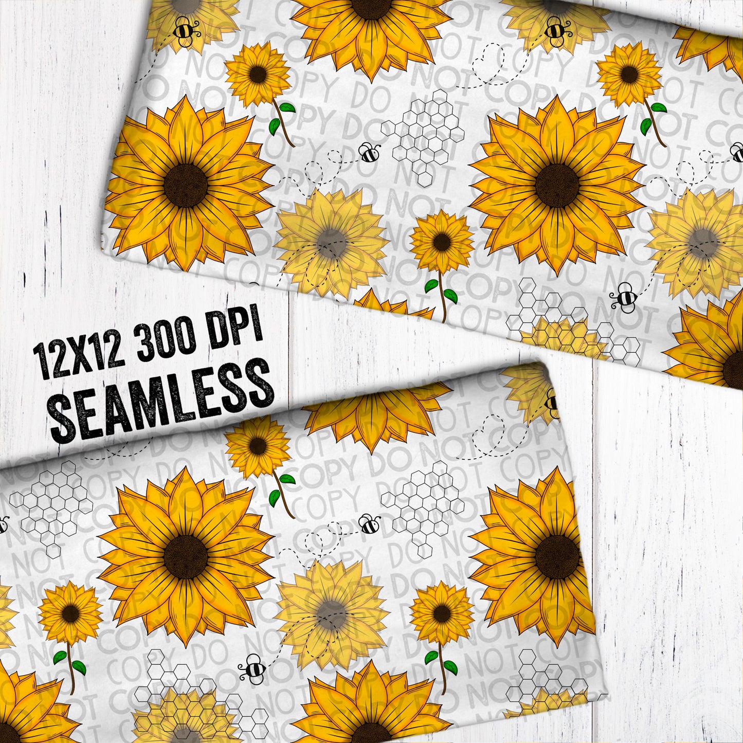 Sunflowers and bees Seamless