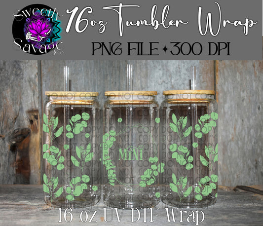 Mini Eucalyptus 16oz tumbler wrap