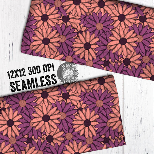 Pink and purple daisies Seamless